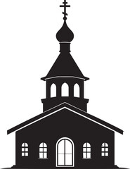 Russian Church Silhouette in Black | Eastern Orthodox Architecture Illustration Vector Format