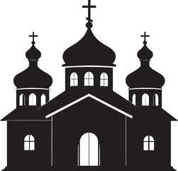 Russian Church Silhouette in Black | Eastern Orthodox Architecture Illustration Vector Format