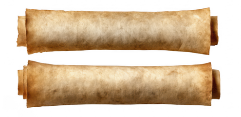 Two ancient scrolls, light brown, rolled