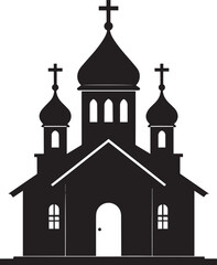 Russian Church Silhouette in Black | Eastern Orthodox Architecture Illustration Vector Format