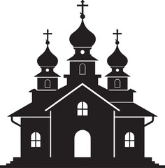 Russian Church Silhouette in Black | Eastern Orthodox Architecture Illustration Vector Format