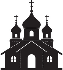 Russian Church Silhouette in Black | Eastern Orthodox Architecture Illustration Vector Format