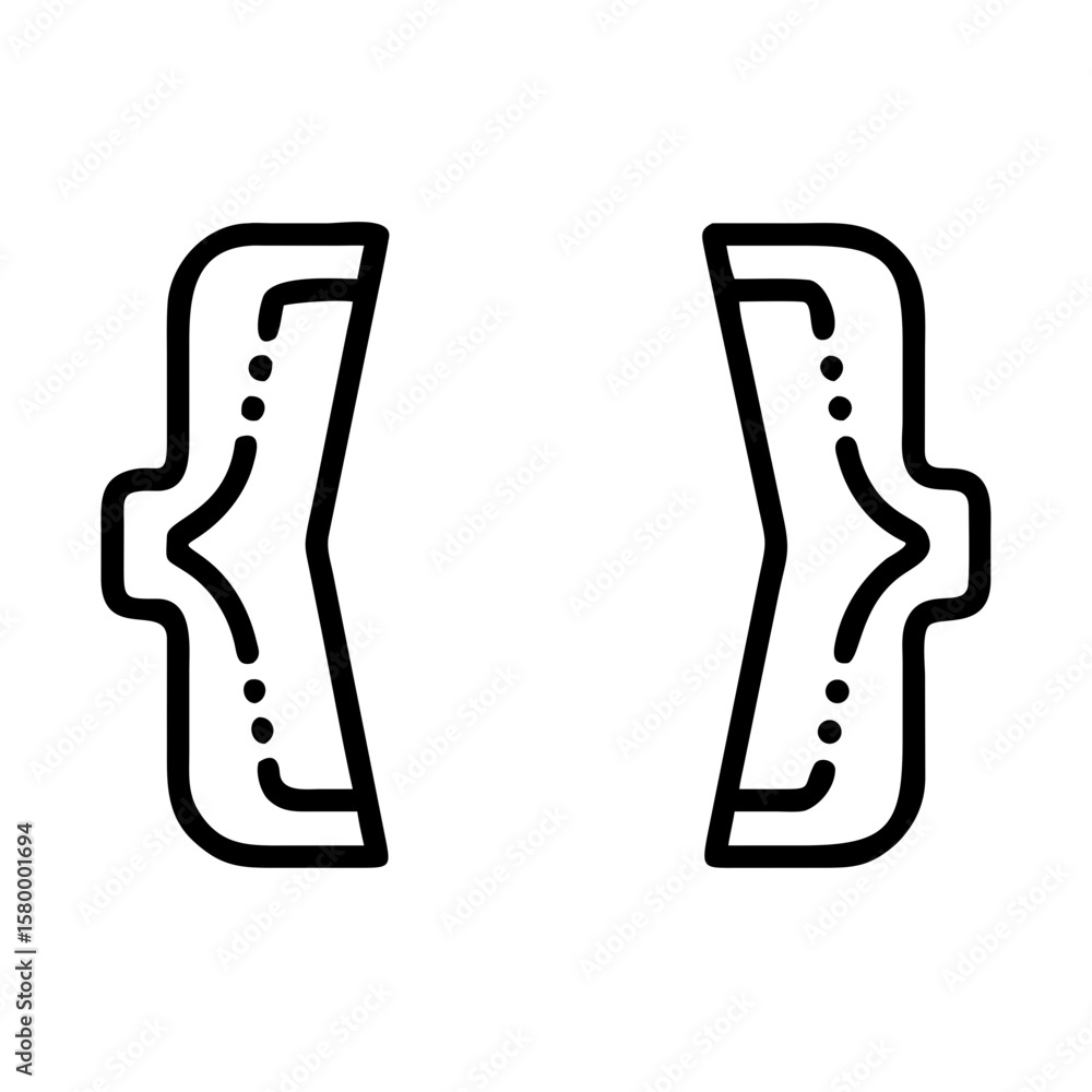 Fototapete illustration of a pair of curly brackets with decorative dots arranged in a linear fashion on each s