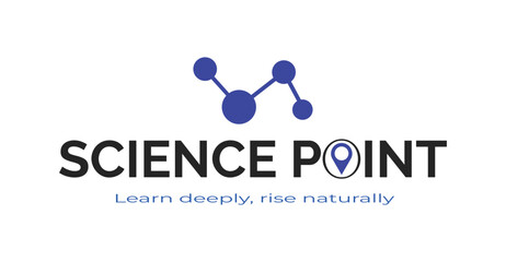 Clean, minimalist logo design for Science Point. Modern logo for Science Point, emphasizing knowledge and success.