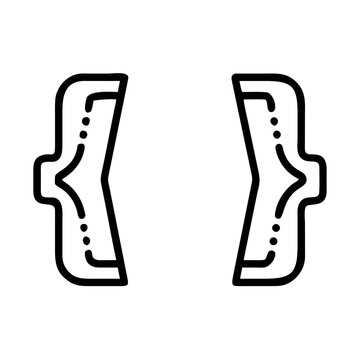 Illustration of a pair of curly brackets with decorative dots arranged in a linear fashion on each side