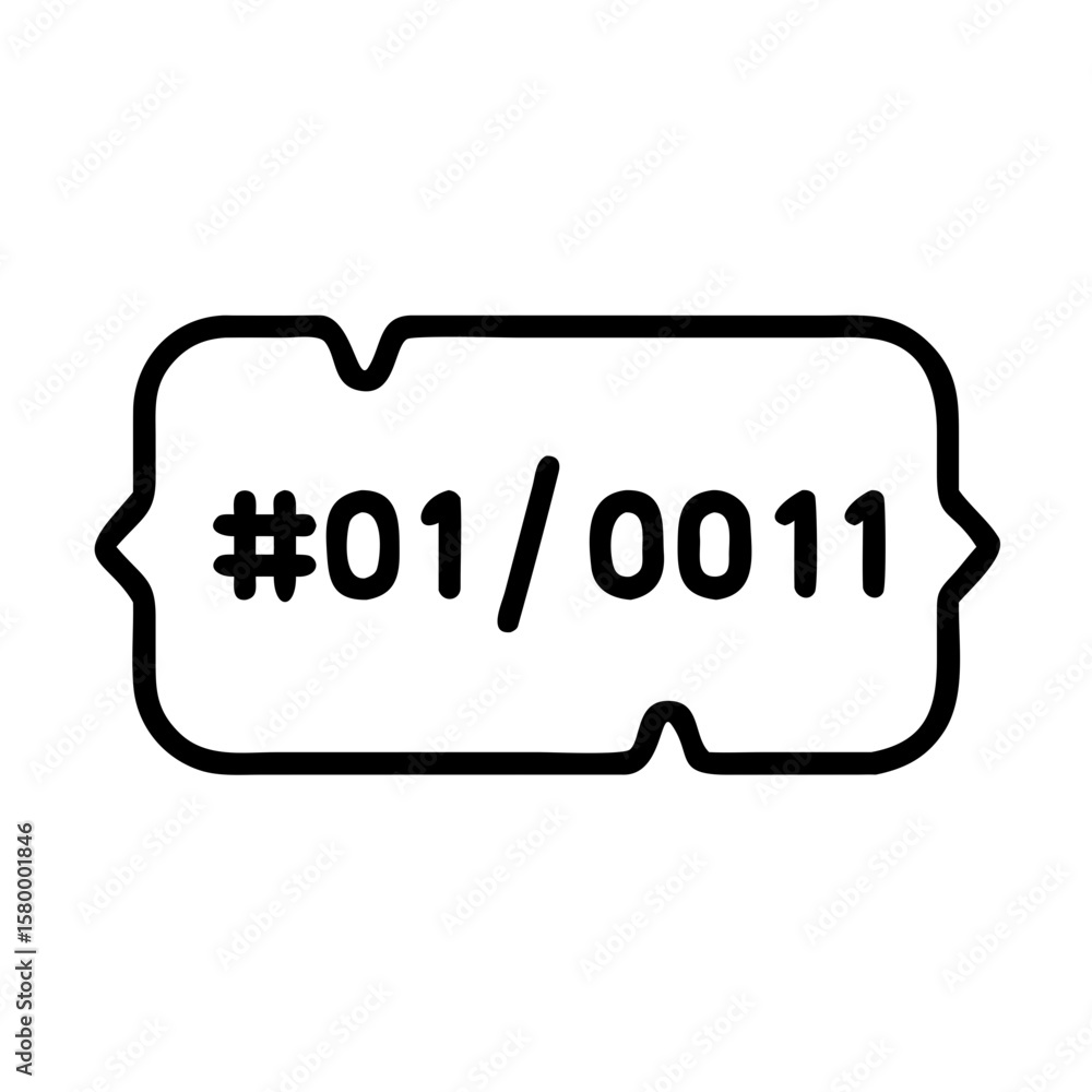 Fototapete illustration of a bracket shaped tag with the text number zero one slash zero zero one one inside it