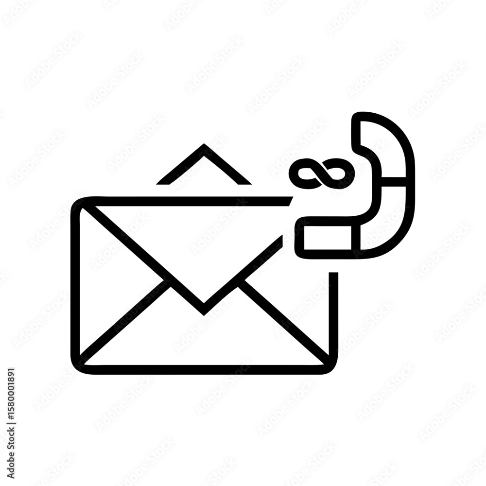 Poster outline of an envelope with a letter and an infinity symbol connected to a pipe on the right side