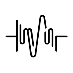 Obraz premium Simple black line drawing of an audio waveform with varying amplitudes on a white background graphic art