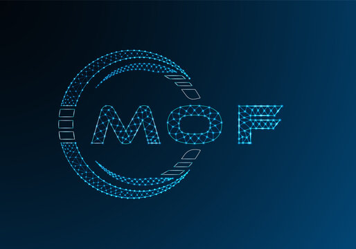 MOF low poly letter logo vector design. MOF lower poly logo design. Low poly logo.
