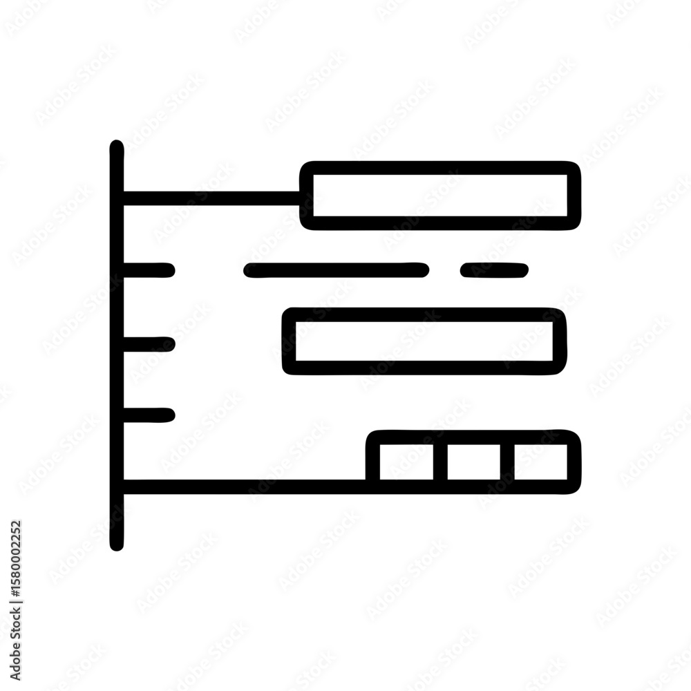 Poster illustration showing a flow chart with rectangular boxes connected by lines and a vertical axis with
