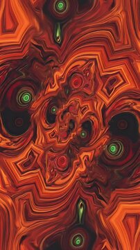 Abstract Background with Decorative Orange and Green Geometric Pattern