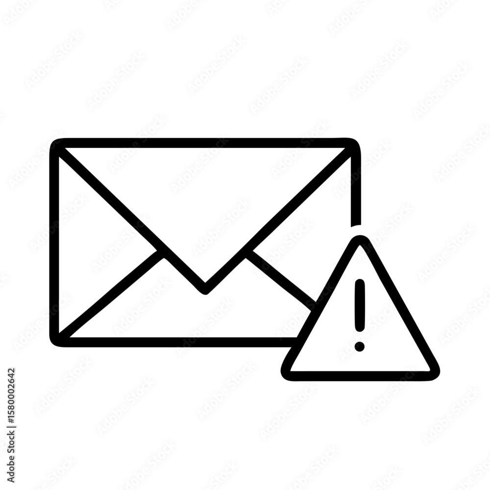 Aufkleber outline of an email envelope with an alert triangle indicating a warning or error message icon desig