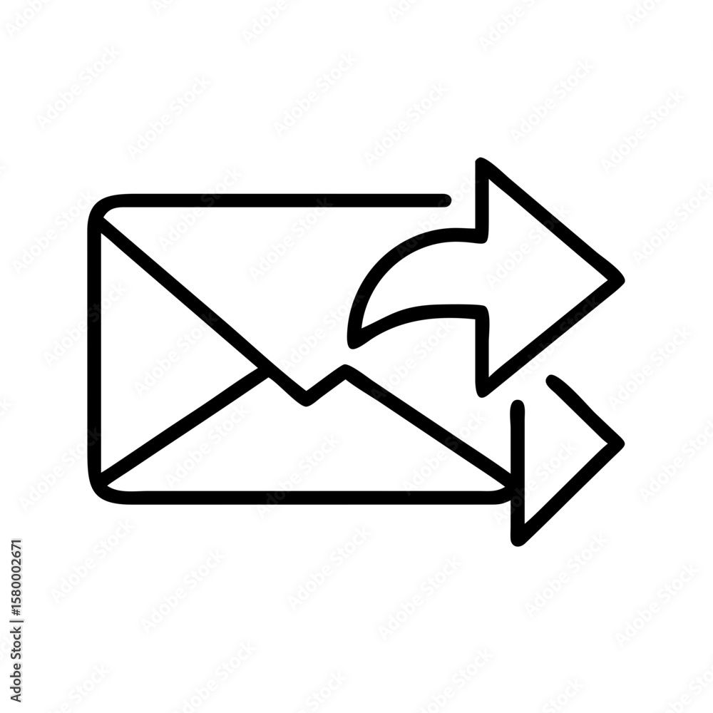 Poster outline of an envelope with a forward arrow and a smaller arrow pointing right indicating sending ma