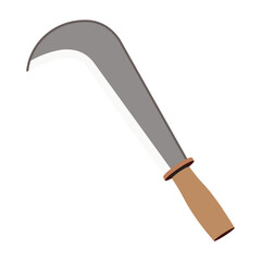 Curved machete with wooden handle illustration