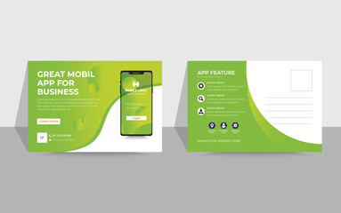Mobile app promotion postcard template