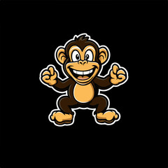 Cheerful Vector A Cartoon Monkey Illustration Filled with Fun, vector monkey artwork