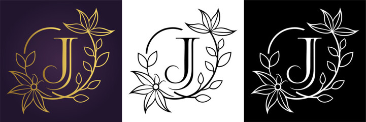 Letter J Luxury Floral Monogram Logo Template (24)