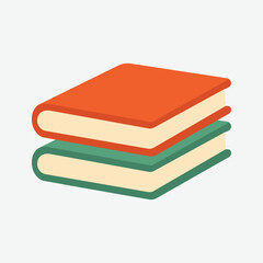 Stack of books vector – Flat illustration of two stacked books with red and green covers. Ideal for school themes, reading, education apps, libraries, and study visuals