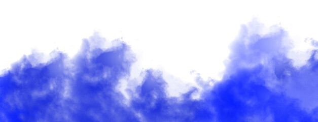 Blue smoke cloud and dust fog isolated on transparent background, explosion overlay design element, Effective texture of steam fog smoke