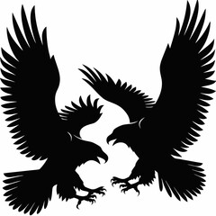 Fototapeta premium A Ferocious Mid-Air Battle Between Two Majestic Eagles, Wings Spread Wide and Talons Poised in a Struggle for Dominance Above the Earth