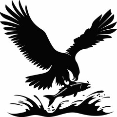 Obraz premium A Soaring Eagle Rising From the Waters With Its Prey in Tow, Wings Spread in Triumph as Nature’s Silent Hunter Claims Its Prize