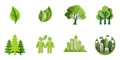 Green eco png icon mockup in 3d without background for decoration.