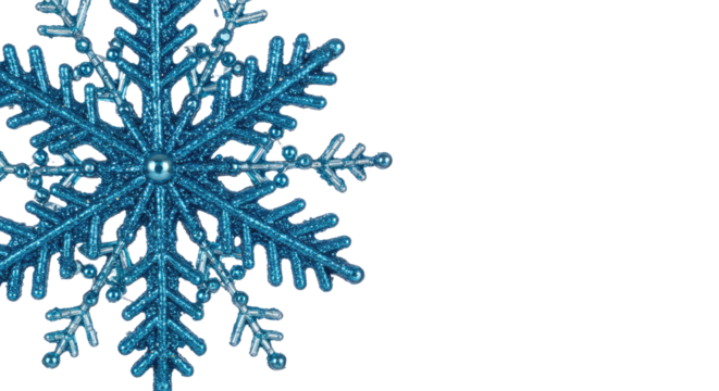 Sparkling Blue Snowflake Ornament on White.