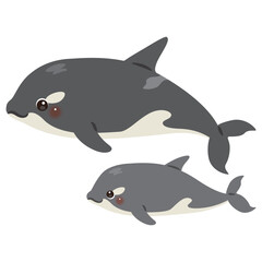 Fototapeta premium シャチの親子イラスト