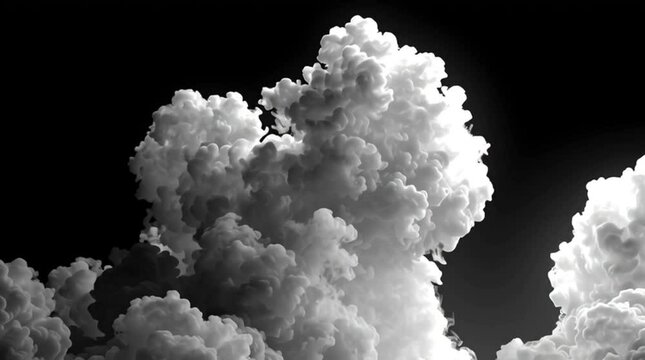 Thick white smoke billowing on dark background, cinematic vapor cloud loop