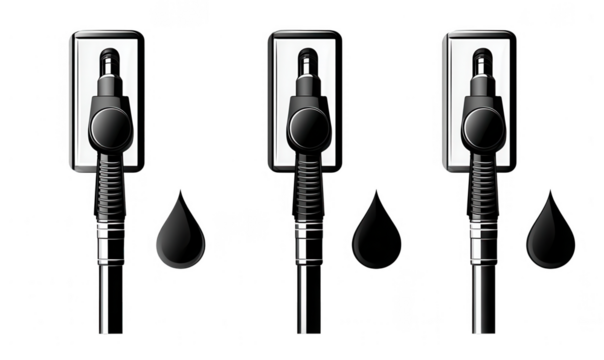 Three fuel pumps with drops