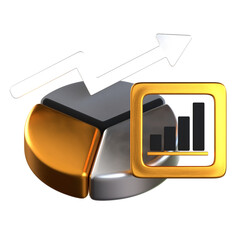 Growth and Progress 3D Icon Black and Gold Design