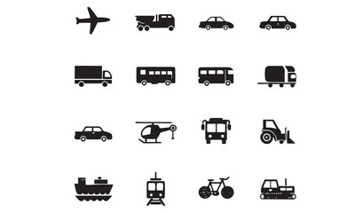 commercial vehicles line icon set vector