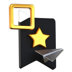 Liked Media and Video 3D Icon Black and Gold Design