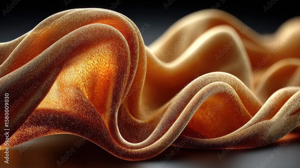 Poster golden drape: a mesmerizing composition of flowing golden fabric, with its intricate folds and delic