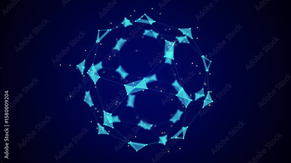 Poster futuristic digital shape from dots and lines in cyberspace. network connection structure. big data v