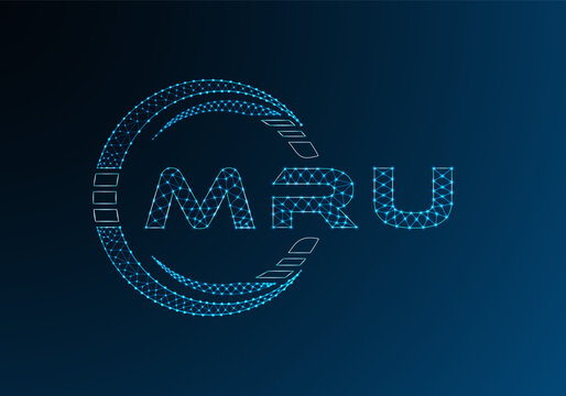 MRU low poly letter logo vector design. MRU lower poly logo design. Low poly logo.