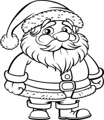 Santa Claus cartoon line art vector