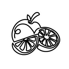 Orange Fruit One Line Art Illustration for Healthy Food, Nutrition, and Organic Design Projects