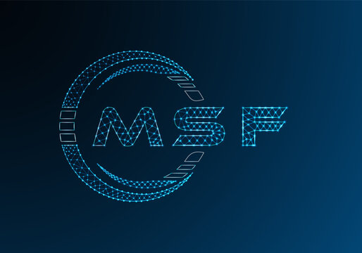 MSF low poly letter logo vector design. MSF lower poly logo design. Low poly logo.