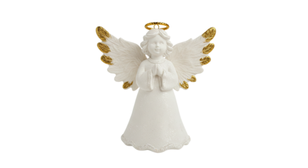White Angel Statue with Golden Wings.