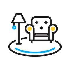 Vector multi color icon for Furnishing
