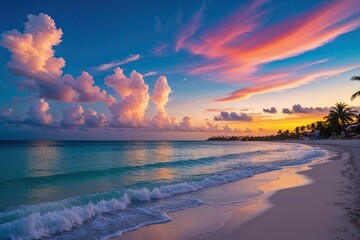 Stunning Punta Cana Beach Sunset with Vibrant Skies and Tropical Views