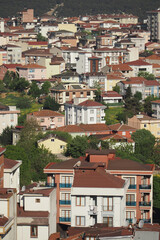Diverse residential architecture in urban landscape