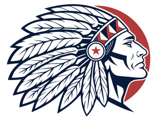 Profile of a Native American Chief, a stylized graphic design.