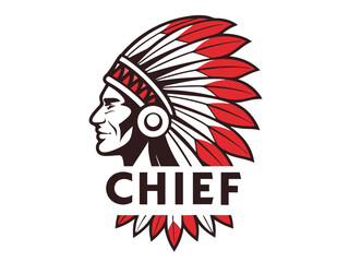 Profile of a Native American Chief, a stylized graphic design.