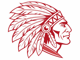 Profile of a Native American Chief, a stylized graphic design.