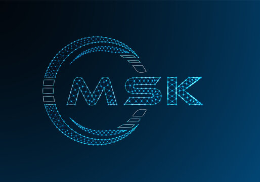 MSK low poly letter logo vector design. MSK lower poly logo design. Low poly logo.