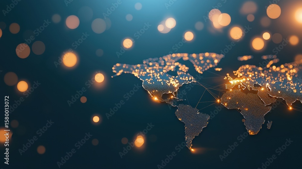 Poster world map futuristic 3d interface holographic 3d world map floating in a virtual space, showcasing g