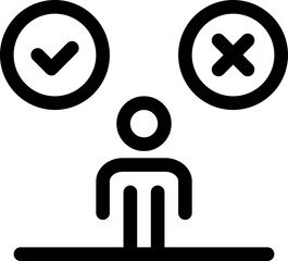 Right wrong icon with line and simple style