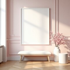 Pink Room Mockup Elegant Interior Design with Blank Canvas